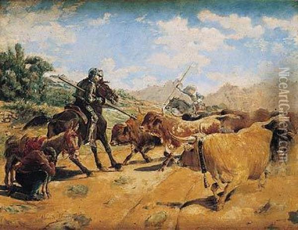 Escena Del Quijote Oil Painting - Eugenio Alvarez Dumont