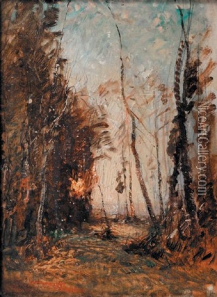 Sous Bois Dans Les Environs De Morestel Oil Painting - Auguste Francois Ravier