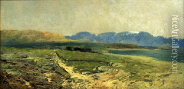 Landskapsutsikt, I Bakgrunden Bergsmassiv Oil Painting - Isaak Levitan