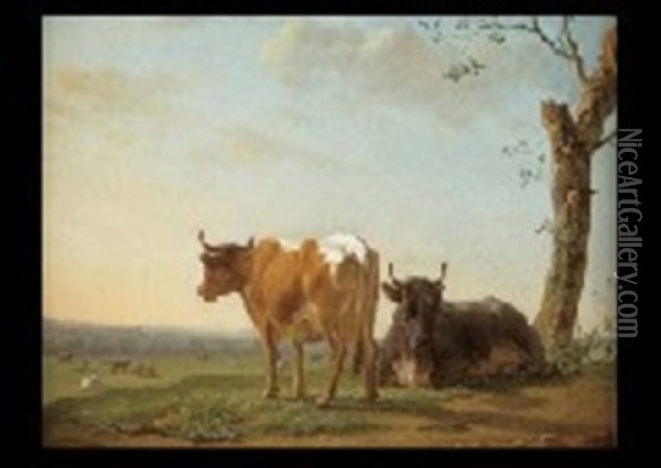 Vaches Au Pre Oil Painting - Jean Baptiste Berre