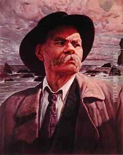 Maxim Gorky Oil Painting - Isaak Israilevich Brodsky