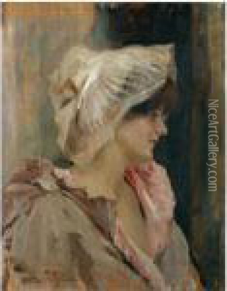 Paresetar Yoasussa (parisian Lady In A Peignoir) Oil Painting - Albert Edelfelt