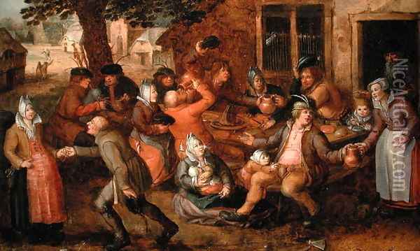Peasants Merrymaking Oil Painting - David Vinckboons