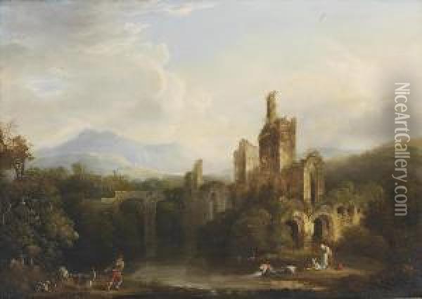 A View Of A Castle Oil Painting - William Traies