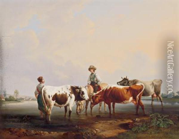 Idillio Pastorale Oil Painting - Alexander Johann Dallinger Von Dalling