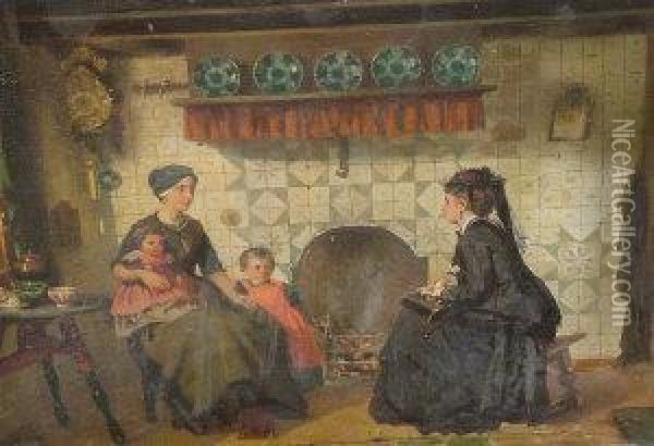 Family Group In An Interior Oil Painting - Herman Frederik Carel ten Kate