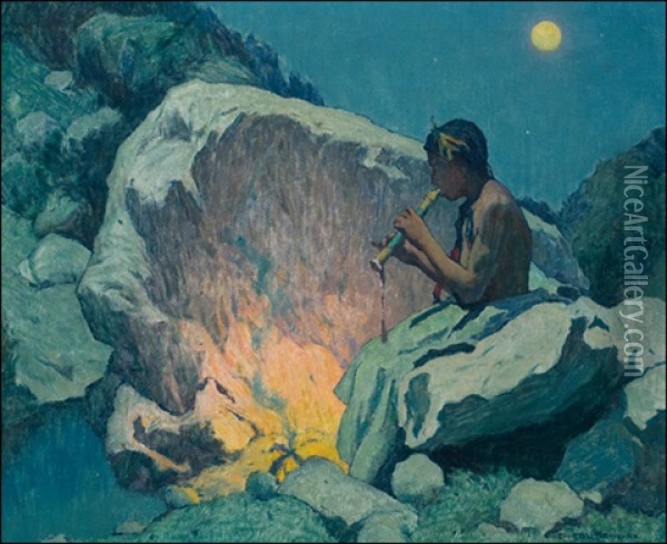 Moonlight Pueblo De Taos Oil Painting - Eanger Irving Couse