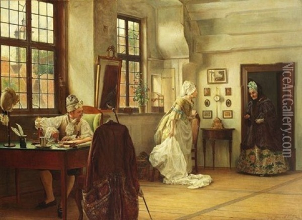 Die Gevatterin Oil Painting - Oskar Freiwirth-Luetzow