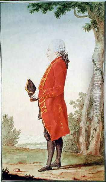Marquis of Chastellux, 1768 Oil Painting - Louis Carrogis Carmontelle