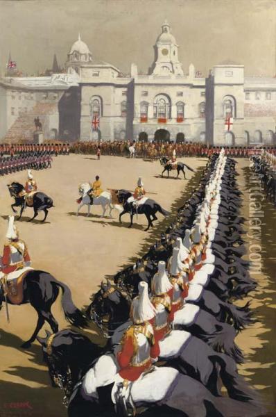 In Formation: The Horse Guards Parade Oil Painting - Christopher Clark