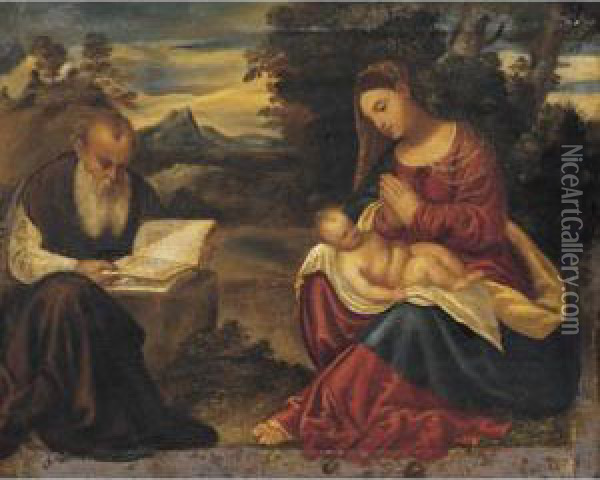 Holy Family Oil Painting - Francesco Vecellio