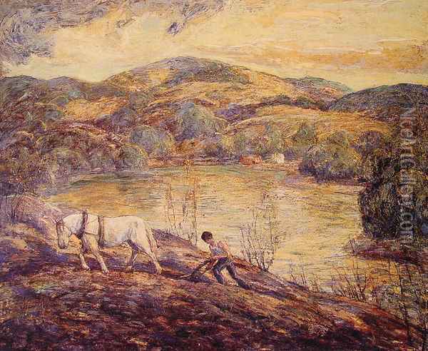 Ploughing Oil Painting - Ernest Lawson