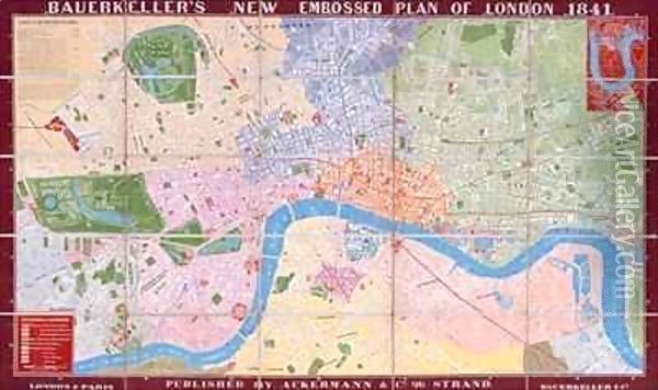 Bauerkeller's New, Embossed, Plan of London Oil Painting - George Bauerkeller