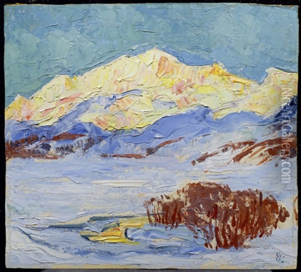 Sera D'inverno, Corvatsch Oil Painting - Giovanni Giacometti