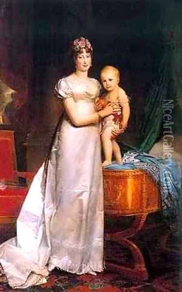 Marie Louise Empress Of France With Her Son Napoleon II King of Rome Oil Painting - Baron Francois Gerard