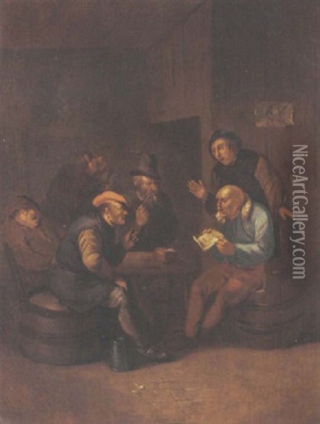 Peasants Smoking And Drinking In An Inn Oil Painting - Cornelis Pietersz Bega
