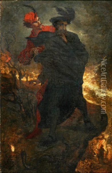 Faust - Que Cet Eclat D'un Triste Crepuscule Brille Singulierement Dans La Vallee... Oil Painting - Josef Hendrik Hubert Lies