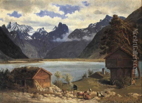 Parti Fra Skodje, Romsdalen Norge Oil Painting - Hans Frederick Gude