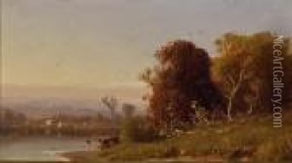 View On The Hudson Oil Painting - John Williamson