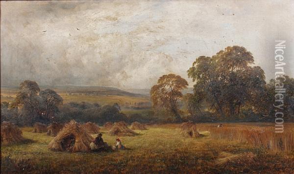 Harvesting Near Barrow-on-trent Oil Painting - George Turner