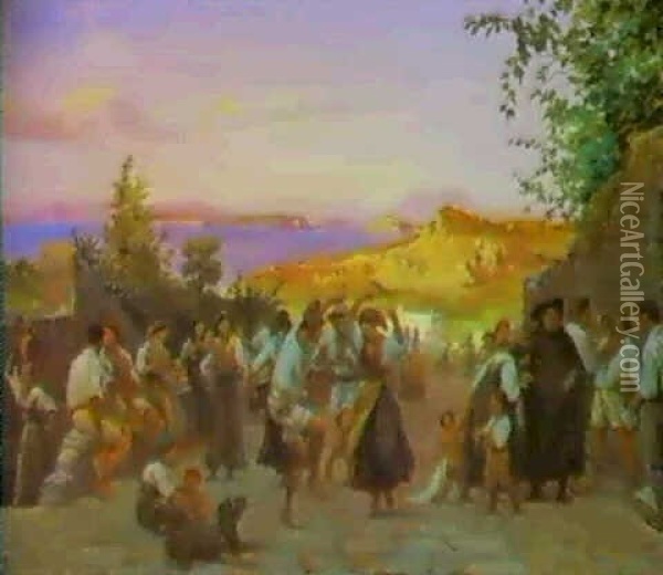 Dans I Skumringen Pa Ischia Oil Painting - Wilhelm Nicolai Marstrand