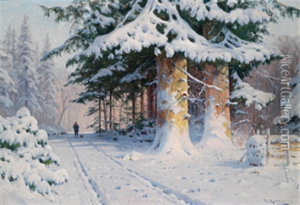 Jager Im Winter Oil Painting - Walter Moras