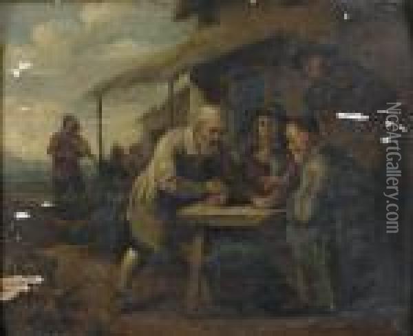 Les Joueurs De Des Devant L'auberge Oil Painting - David Teniers De Jonge