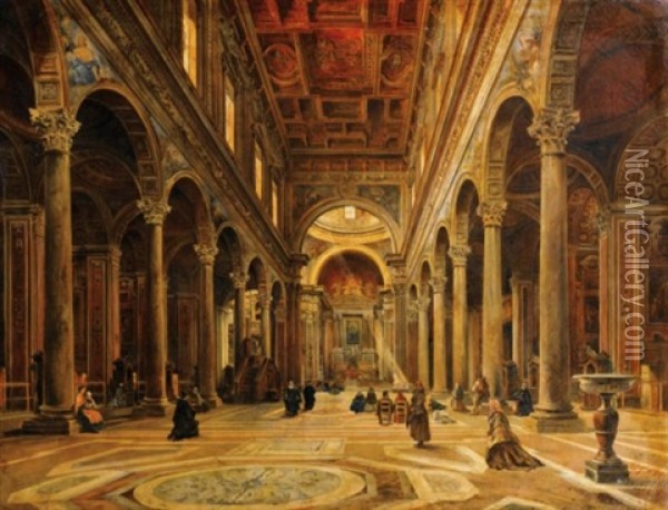 Interieur D'eglise Oil Painting - Giovanni Lanza