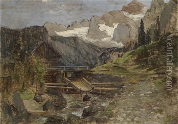 Gosaumuhle Mit Dachstein Oil Painting - Theodor von Hoermann