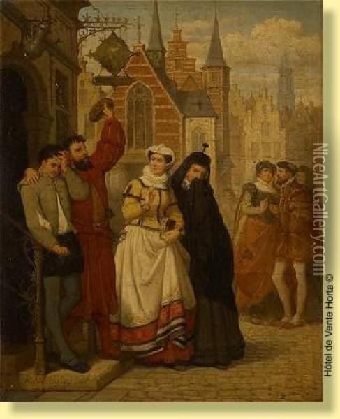 La Rencontre Fortuite Oil Painting - Hendrik Frans Schaefels