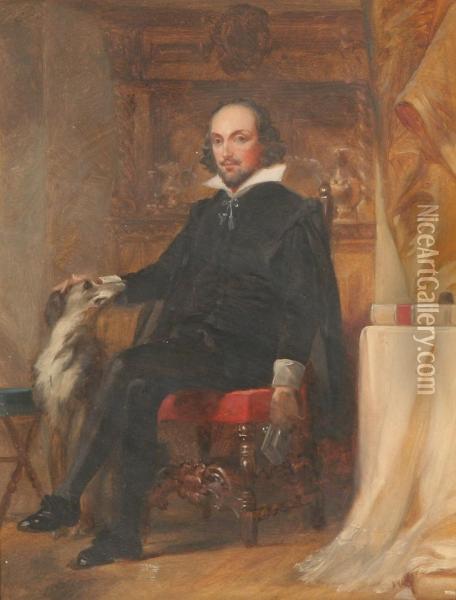 Shakespeare With His Dog Oil Painting - Alonzo Chappel