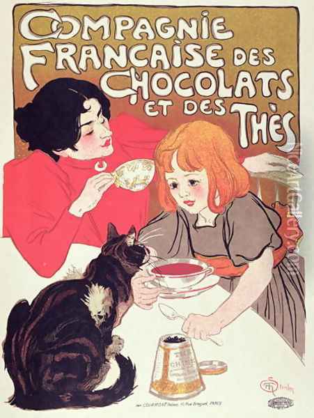 Poster advertising the Compagnie Francaise des Chocolats et des Thes, c.1898 Oil Painting - Theophile Alexandre Steinlen