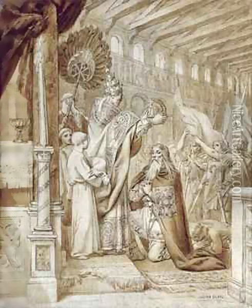 Coronation of Charlemagne (742-814) Oil Painting - Joseph Paul Blanc