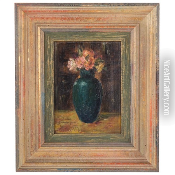 Vase Of Roses Oil Painting - Louis Icart