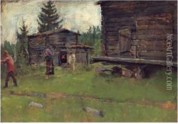 Tyosta Paluu (returning From Work) Oil Painting - Akseli Gallen-Kallela