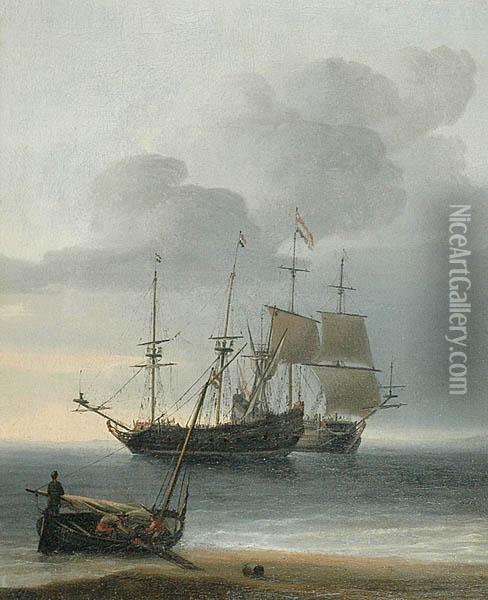 Zakotwiczone Zaglowce Oil Painting - Willem van de, the Elder Velde
