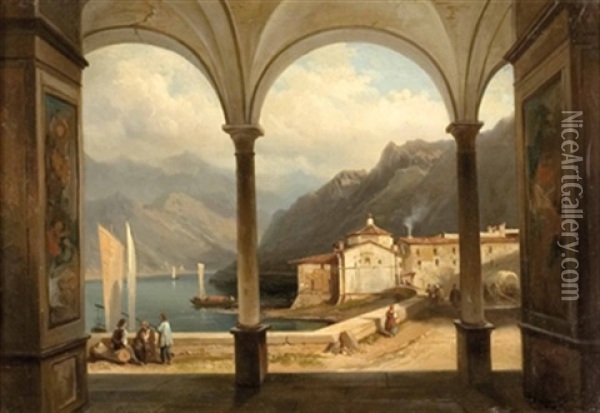 Blick Auf Den Franziskanerkonvent In Lugano Oil Painting - Jean Charles Joseph Remond