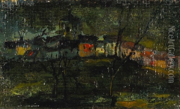 Herbstliche Dorflandschaft Oil Painting - Giovanni-Battista Corti