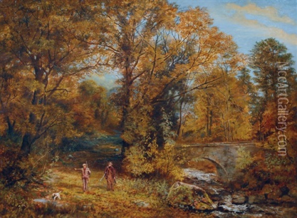 Hunters In A Forest Oil Painting - Alfred Feyen Perrin