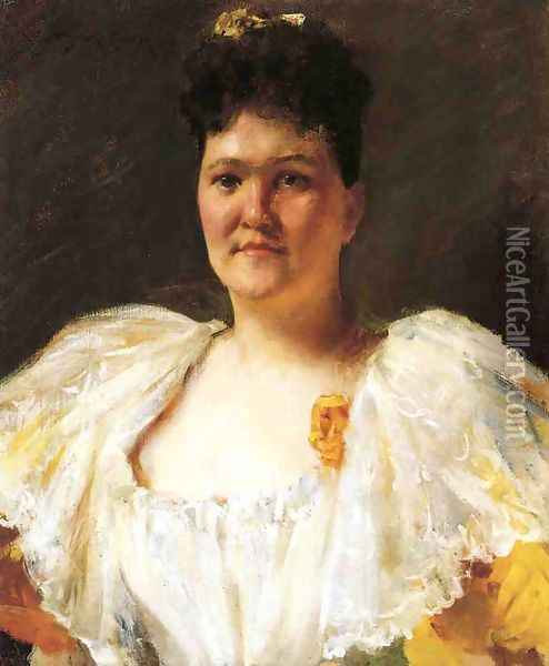 Portrait Of A Woman Oil Painting - William Merritt Chase
