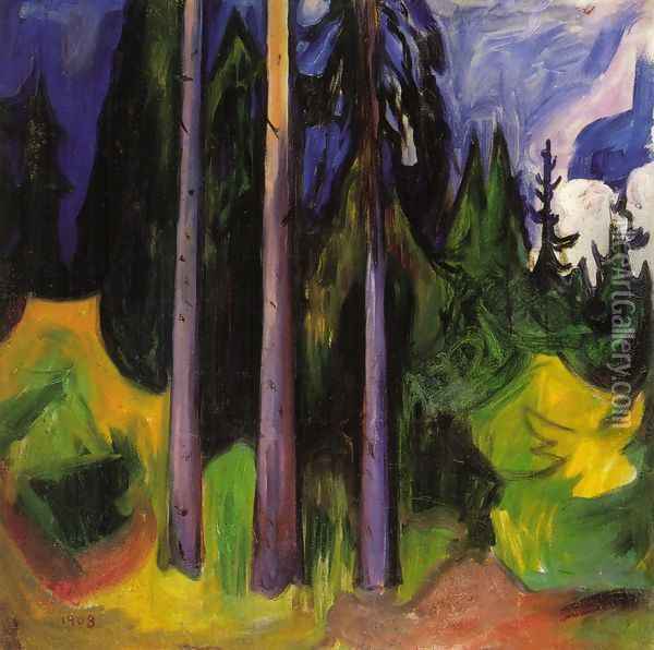 Forest Oil Painting - Edvard Munch