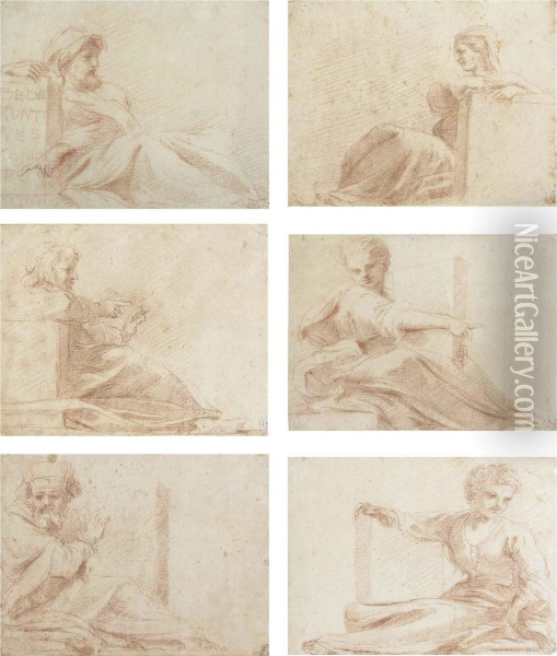 Studies Of Prophets And Sibyls Oil Painting - Michelangelo Anselmi