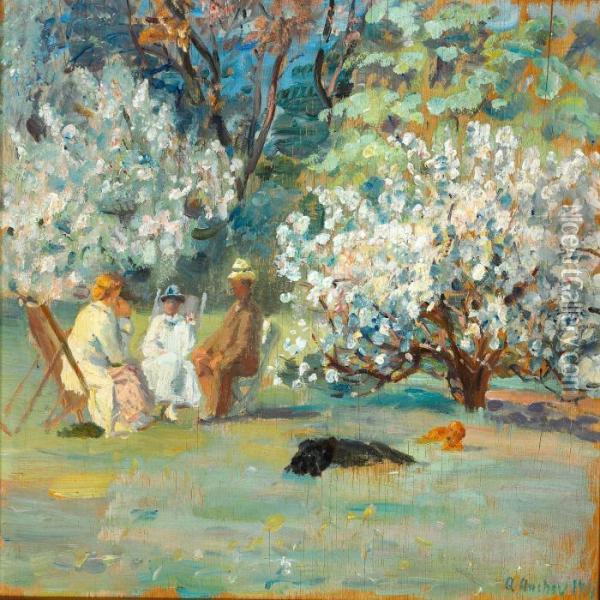 Summer Day In Brondum's Garden Oil Painting - Anna Ancher