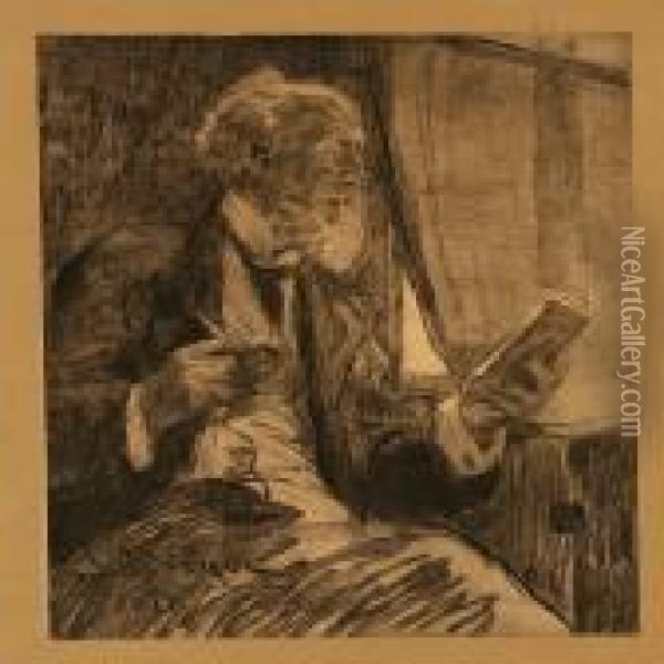 Portrait Of The Danish Author And Painter Holgerdrachmann Oil Painting - Peder Severin Kroyer