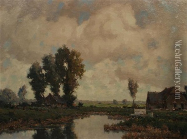 Na De Bui Bij Nieuwkoop Oil Painting - Gerard Delfgaauw