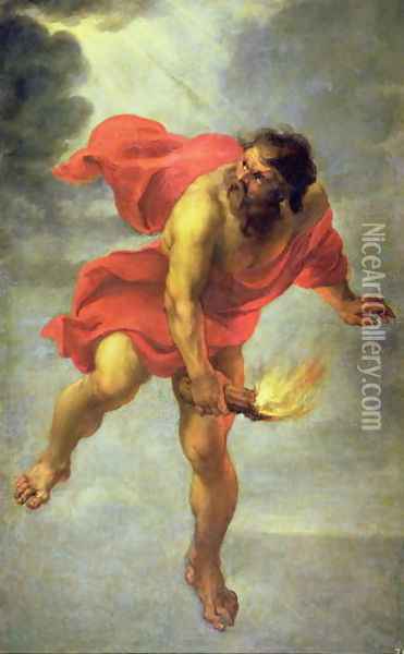 Prometheus carrying fire Oil Painting - Jan Cossiers