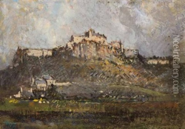 A View Of Edinburgh Castle Oil Painting - Robert Gwelo Goodman