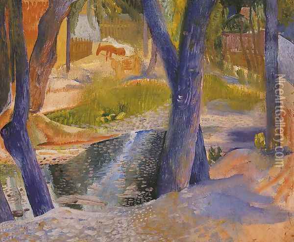 Bank of the Stream c. 1934 Oil Painting - Jeno Paizs Goebel