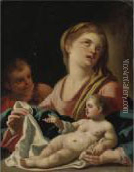 Madonna Col Bambino E San Giovannino Oil Painting - Francesco de Mura