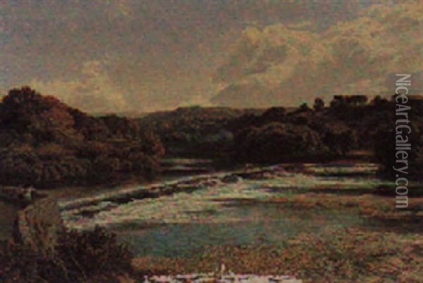 The Weir, Lancaster Oil Painting - Samuel Bough